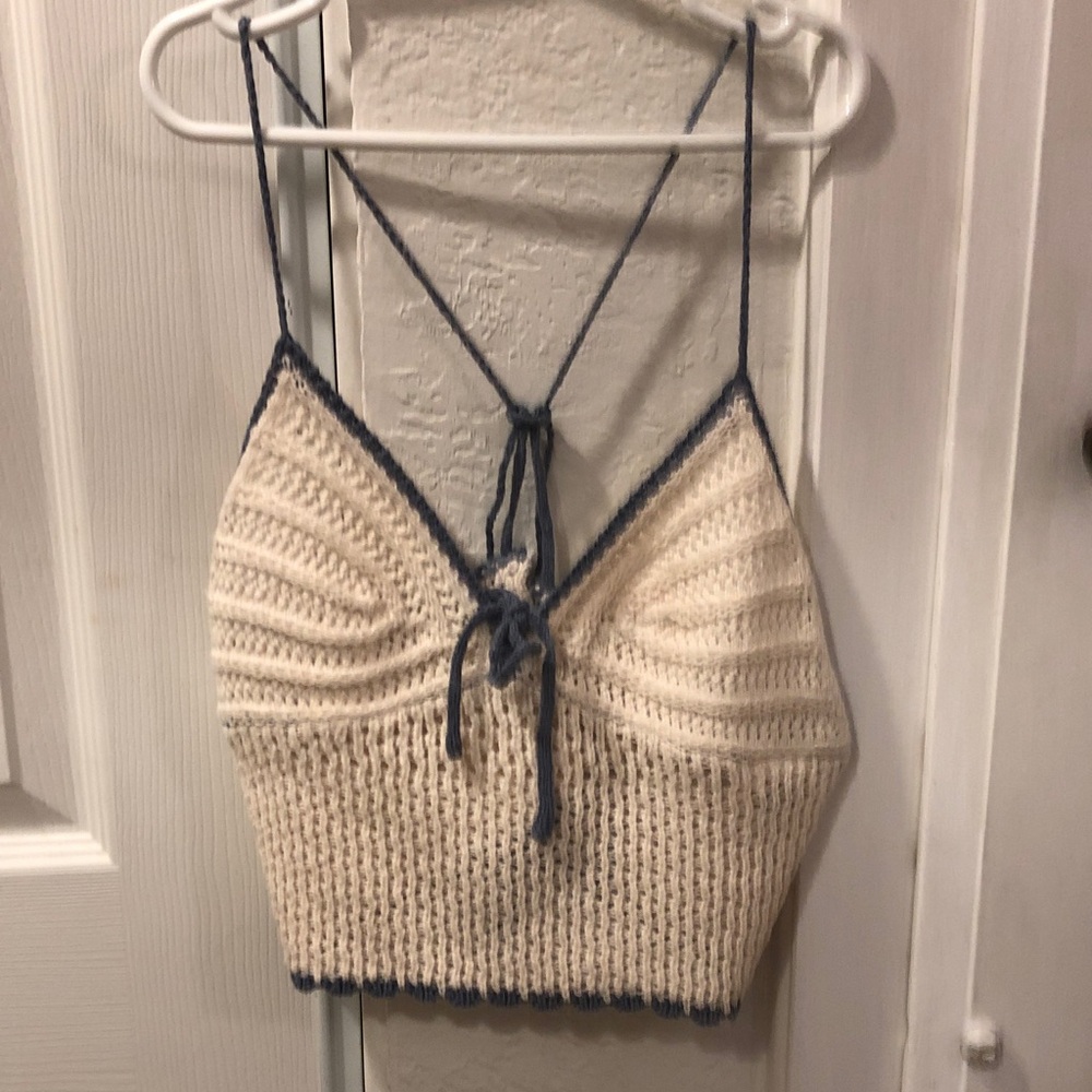 ROMWE Cream and Navy Knit Camisole